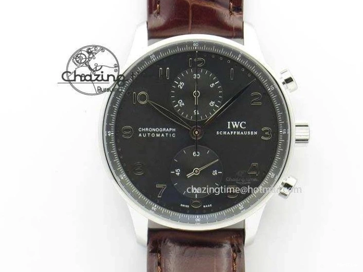 MIROTIME 0719 Supportive Portuguese Chrono IW371431 ZF 1:1 Best Edition Gray Dial On Brown Leather Strap A79350 (Slim Movement) 7261
